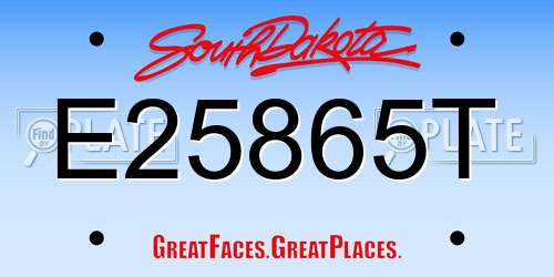 E25865T South Dakota License Plate