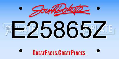 E25865Z South Dakota License Plate