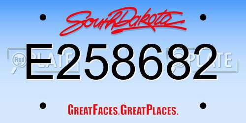 E258682 South Dakota License Plate