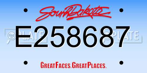 E258687 South Dakota License Plate