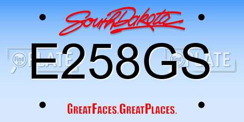 E258GS South Dakota License Plate