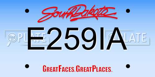 E259IA South Dakota License Plate
