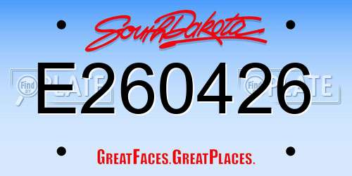 E260426 South Dakota License Plate