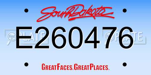 E260476 South Dakota License Plate