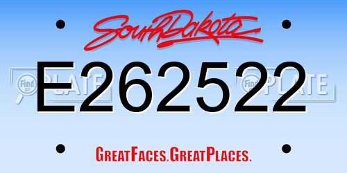 E262522 South Dakota License Plate