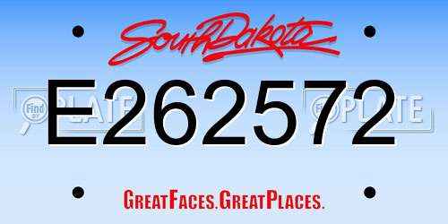 E262572 South Dakota License Plate