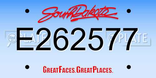 E262577 South Dakota License Plate