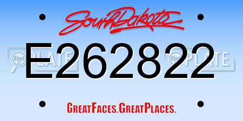 E262822 South Dakota License Plate