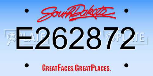 E262872 South Dakota License Plate