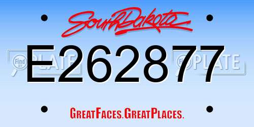 E262877 South Dakota License Plate