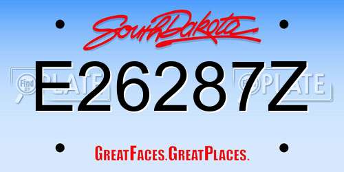 E26287Z South Dakota License Plate
