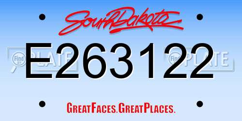 E263122 South Dakota License Plate