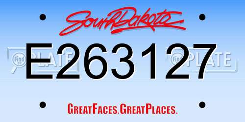 E263127 South Dakota License Plate