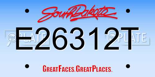 E26312T South Dakota License Plate