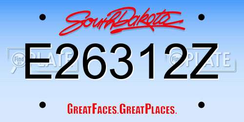 E26312Z South Dakota License Plate