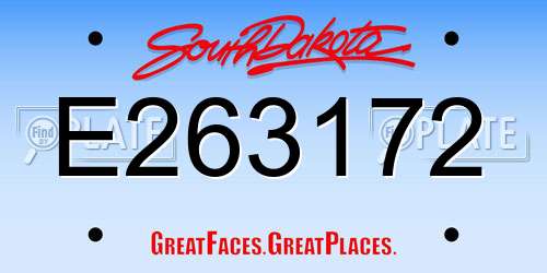 E263172 South Dakota License Plate