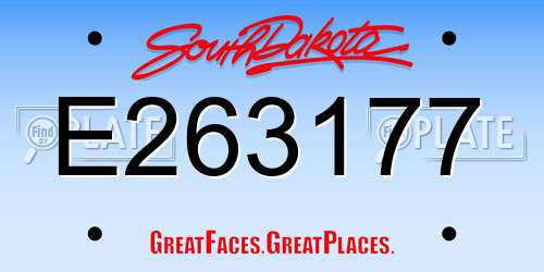 E263177 South Dakota License Plate