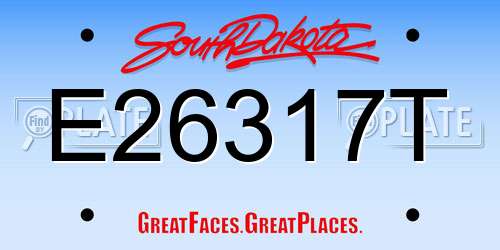 E26317T South Dakota License Plate