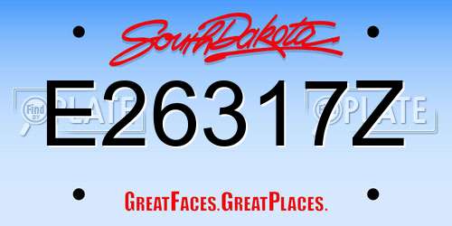 E26317Z South Dakota License Plate