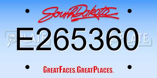E265360 South Dakota License Plate