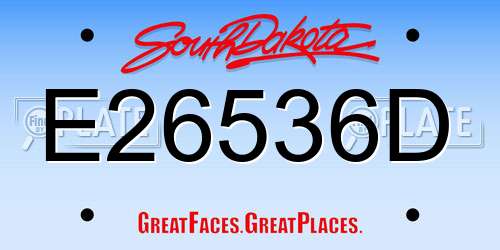 E26536D South Dakota License Plate