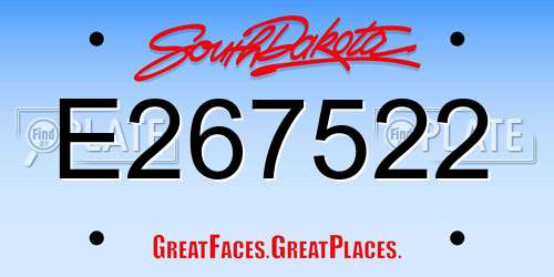 E267522 South Dakota License Plate