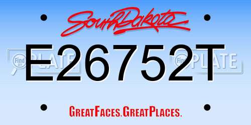 E26752T South Dakota License Plate