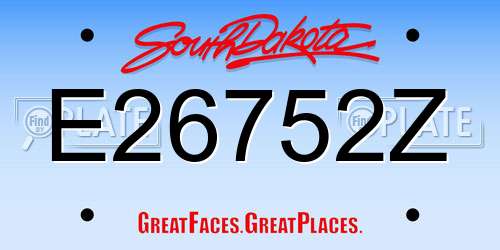 E26752Z South Dakota License Plate