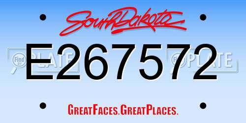 E267572 South Dakota License Plate