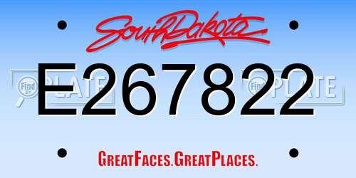 E267822 South Dakota License Plate