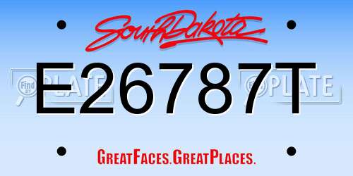 E26787T South Dakota License Plate