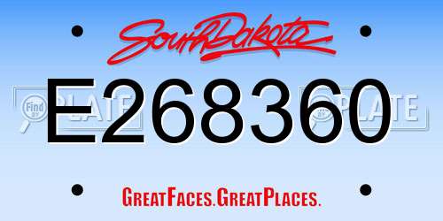 E268360 South Dakota License Plate
