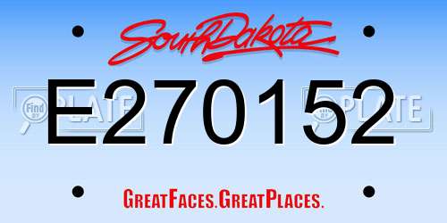 E270152 South Dakota License Plate