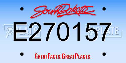 E270157 South Dakota License Plate