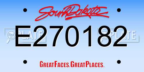 E270182 South Dakota License Plate