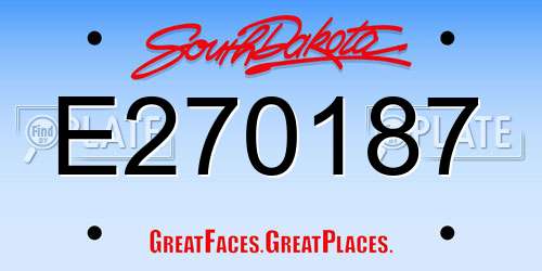 E270187 South Dakota License Plate