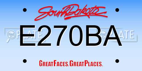 E270BA South Dakota License Plate