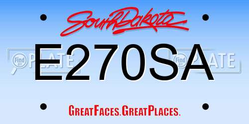 E270SA South Dakota License Plate