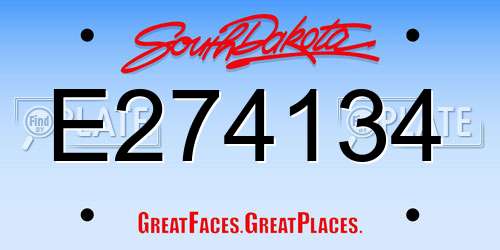 E274134 South Dakota License Plate