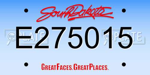 E275015 South Dakota License Plate