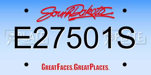 E27501S South Dakota License Plate