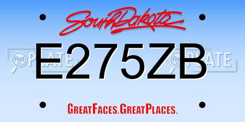 E275ZB South Dakota License Plate