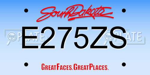 E275ZS South Dakota License Plate