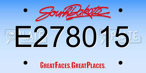 E278015 South Dakota License Plate
