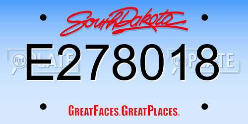 E278018 South Dakota License Plate