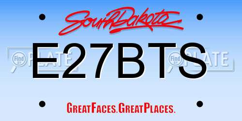 E27BTS South Dakota License Plate