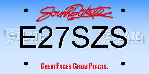 E27SZS South Dakota License Plate