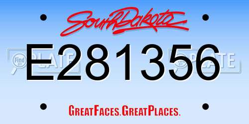 E281356 South Dakota License Plate