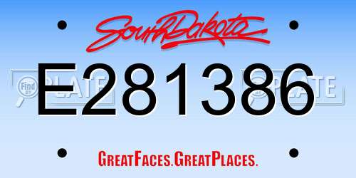 E281386 South Dakota License Plate