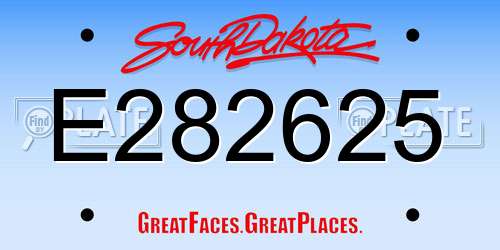 E282625 South Dakota License Plate
